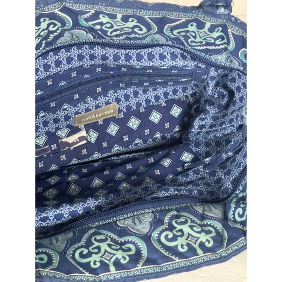 Croft & Barrow Quilted Fabric Shoulder Bag Blue Geometric Pattern - Picture 7 of 12